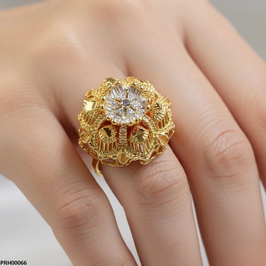 PRH00066 MZM Round Flower Ring Adjustable - PRH