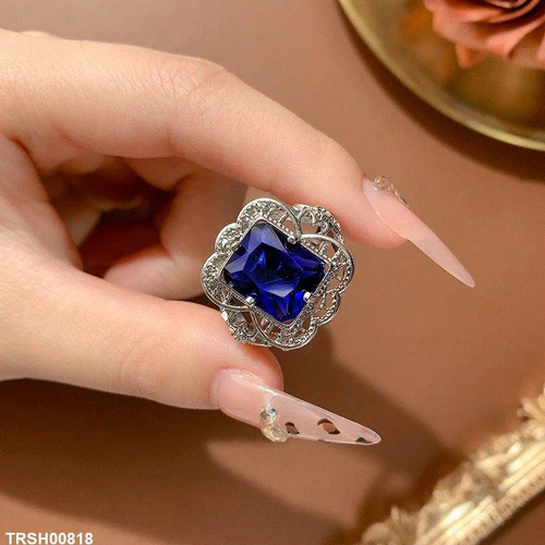 TRSH00818 KYC Round Blue Filigree Cocktail Ring - TRSH - Image 2
