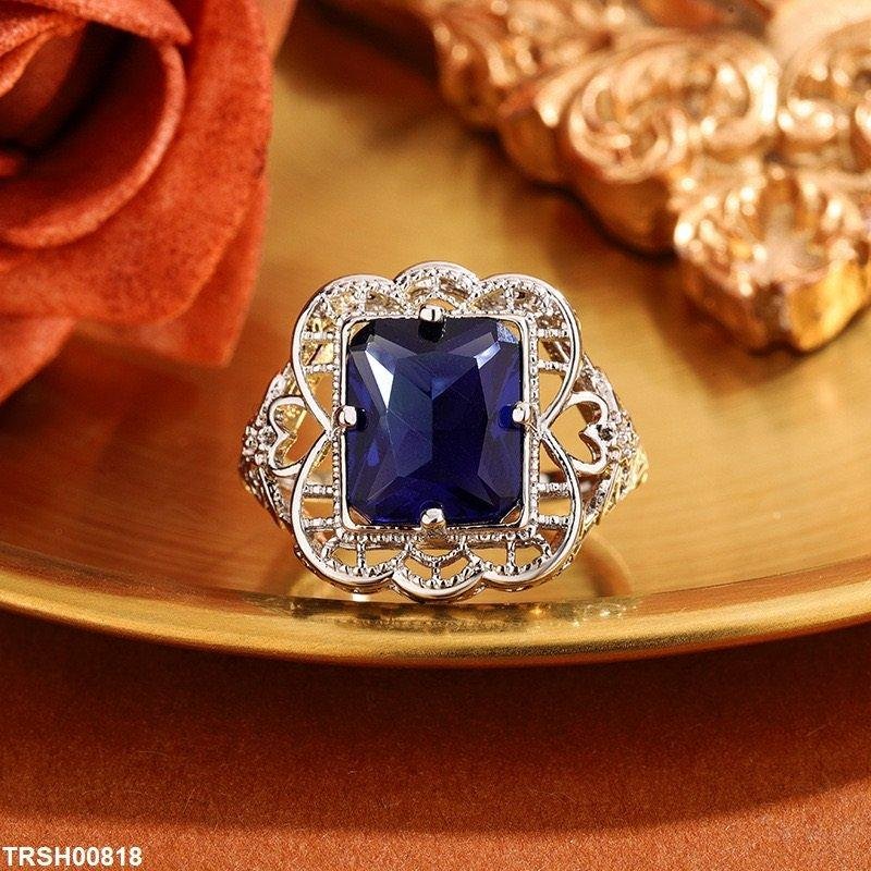 TRSH00818 KYC Round Blue Filigree Cocktail Ring - TRSH - Image 3